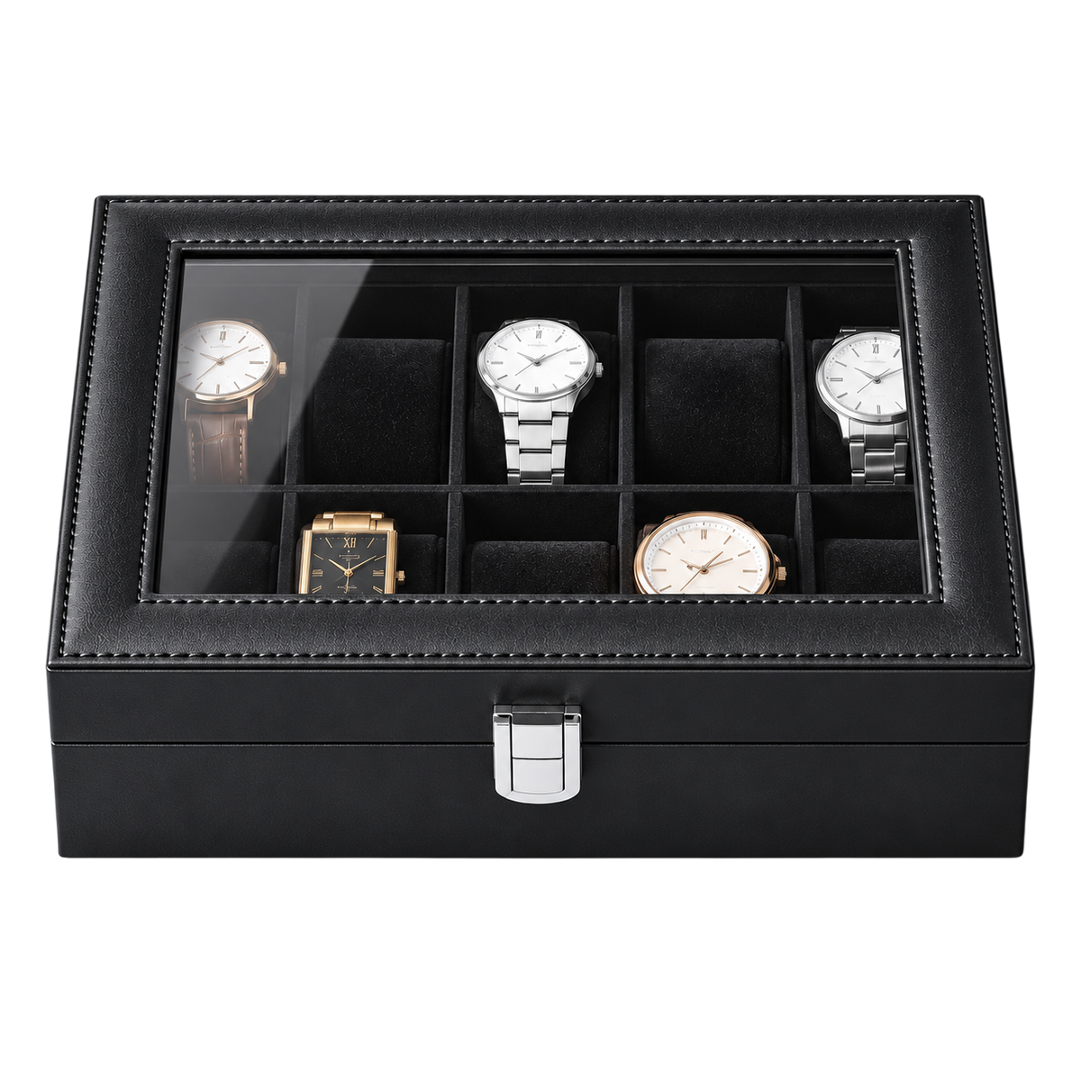 Ashbourne® Premium Uhrenkoffer für 10 Uhren