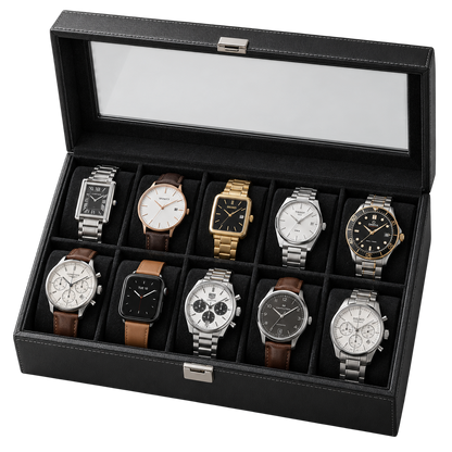 Ashbourne® Premium Uhrenkoffer für 10 Uhren