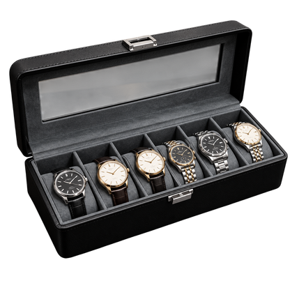 Ashbourne® Premium Uhrenkoffer für 6 Uhren