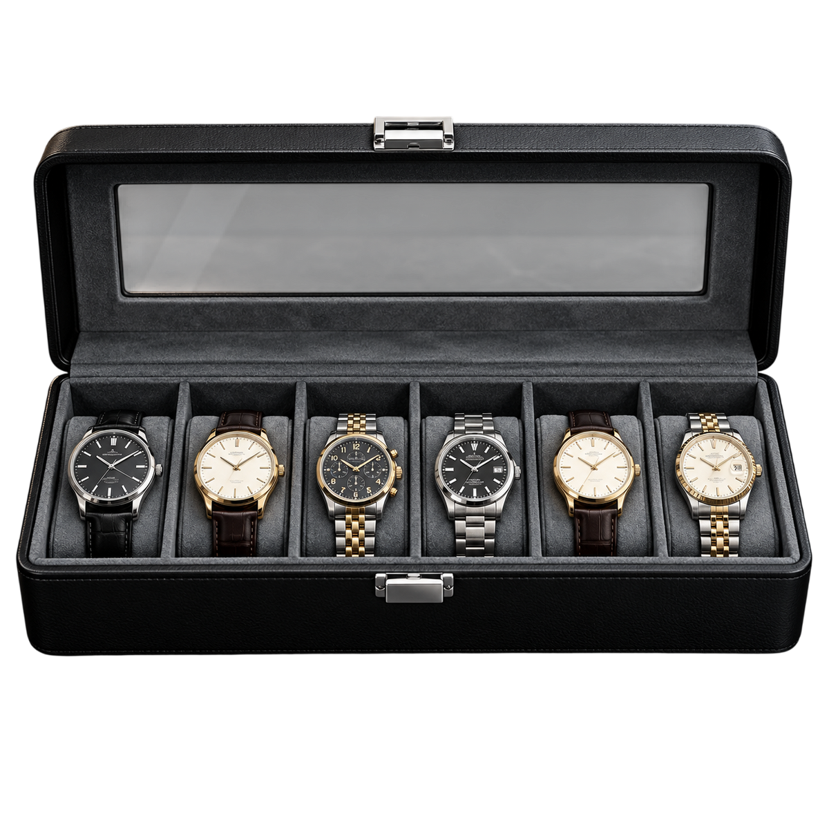 Ashbourne® Premium Uhrenkoffer für 6 Uhren
