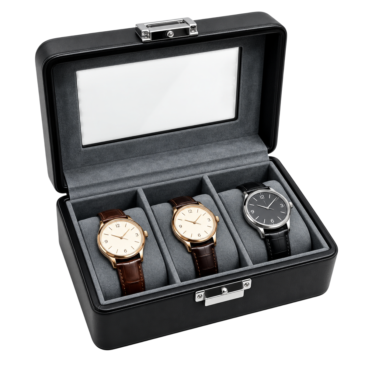 Ashbourne® Premium Uhrenkoffer für 3 Uhren