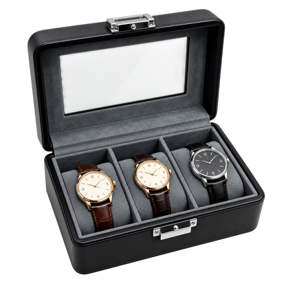 Ashbourne® Premium Uhrenkoffer für 3 Uhren