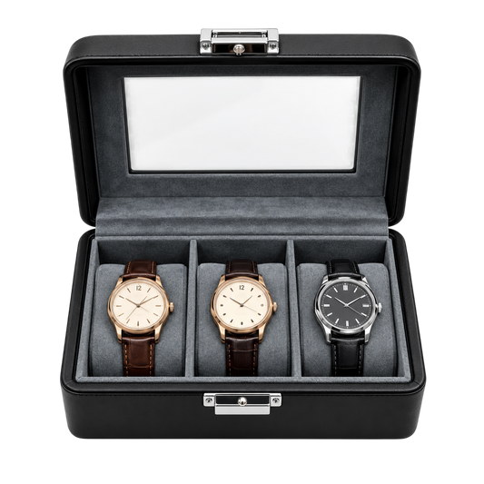 Ashbourne® Premium Uhrenkoffer für 3 Uhren