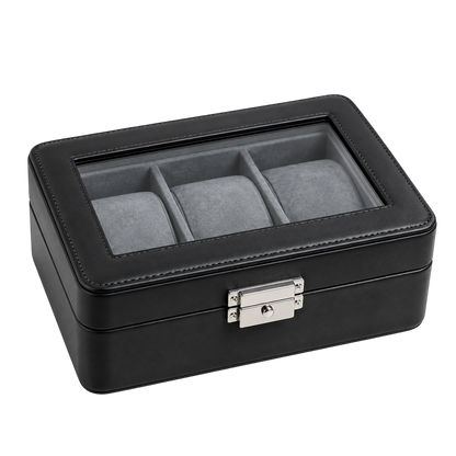Ashbourne® Premium Uhrenkoffer für 3 Uhren